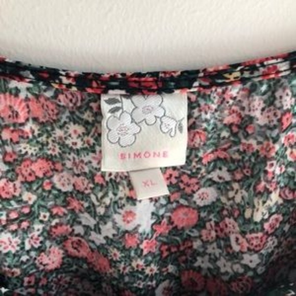 Red and Black Floral Empire Waist Dress - Picture 2 of 5